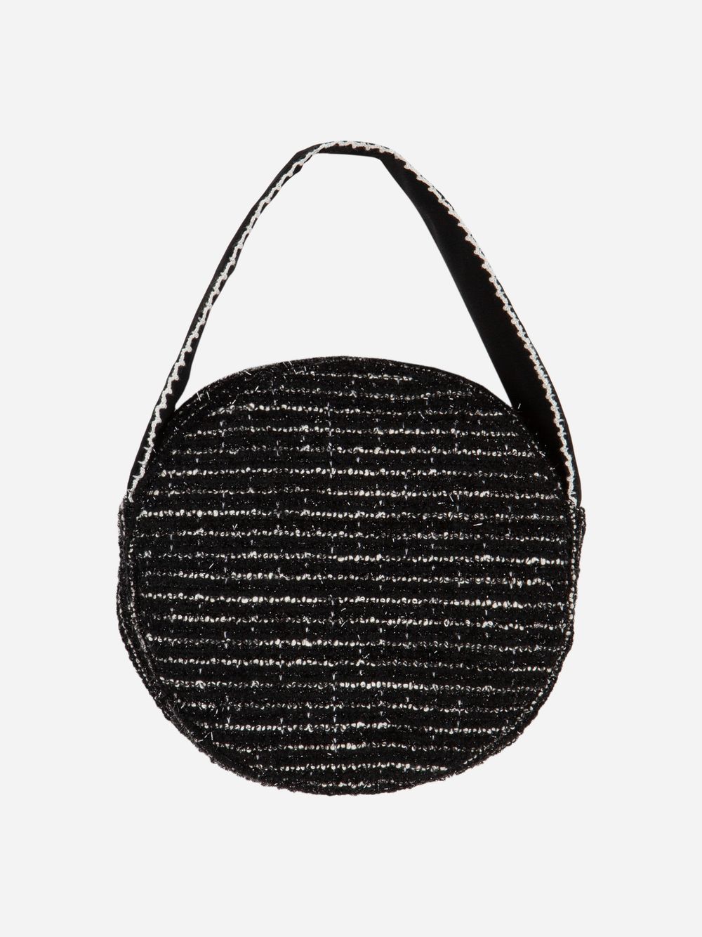 Black tweed round bag