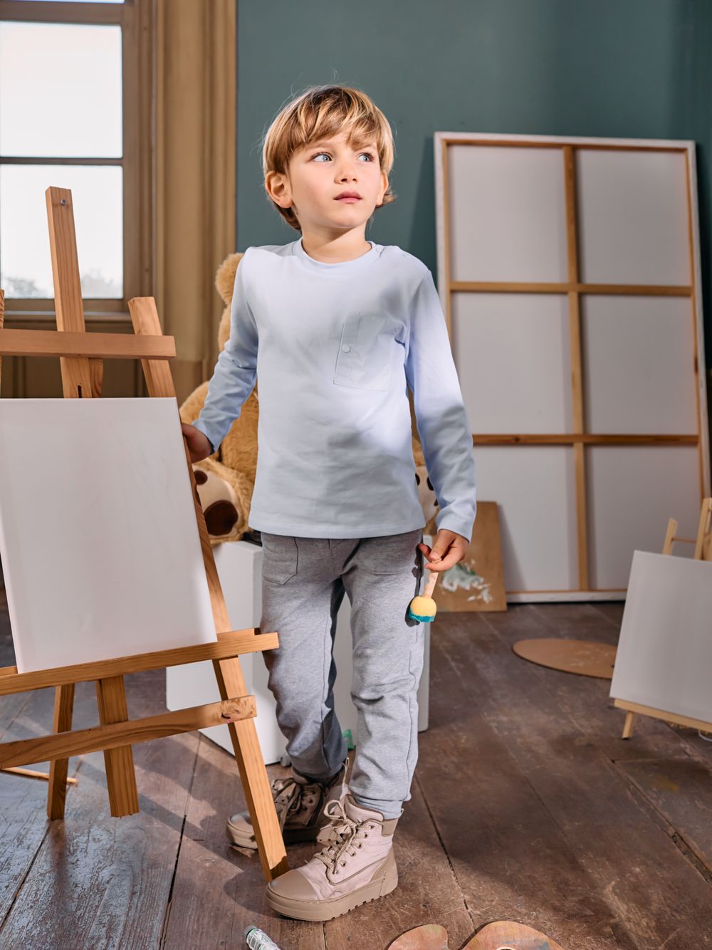 Grey cotton fleece trousers