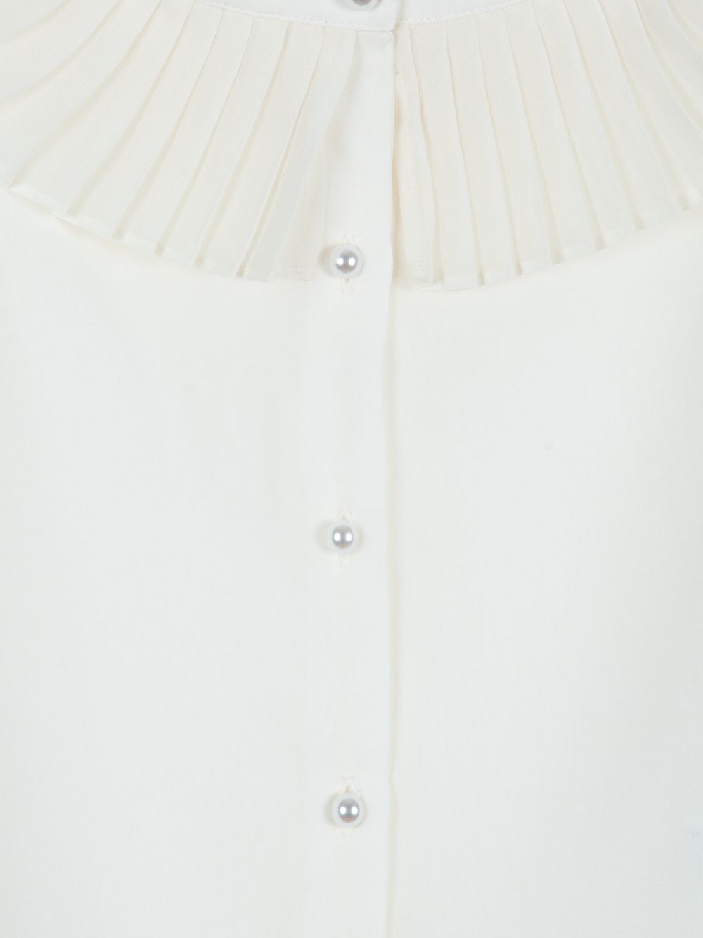 Beige blouse with pleated collar and pearl buttons for girls