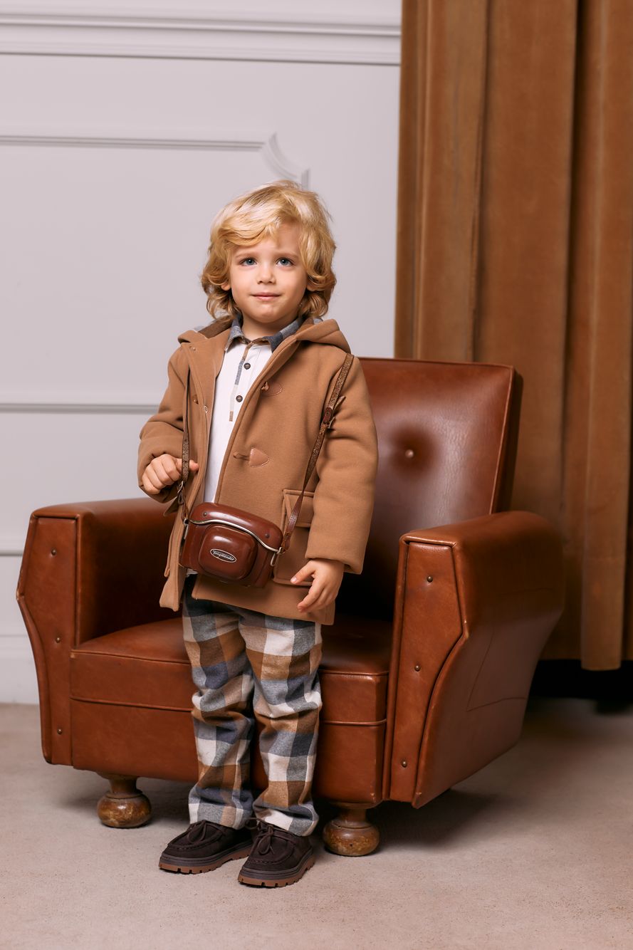 Camel and grey check pants