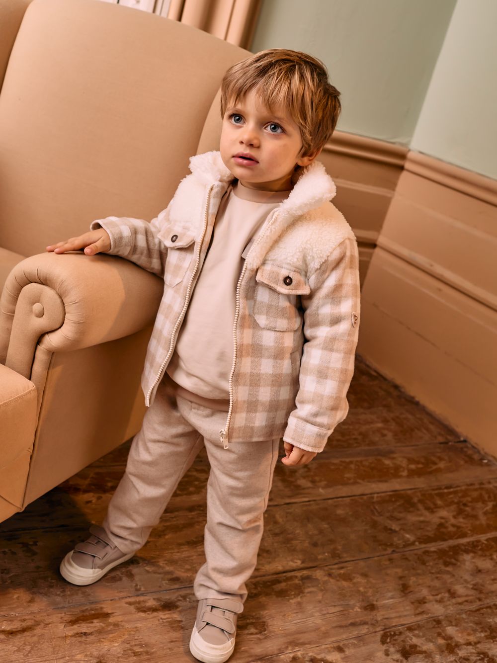 Beige flannel trousers