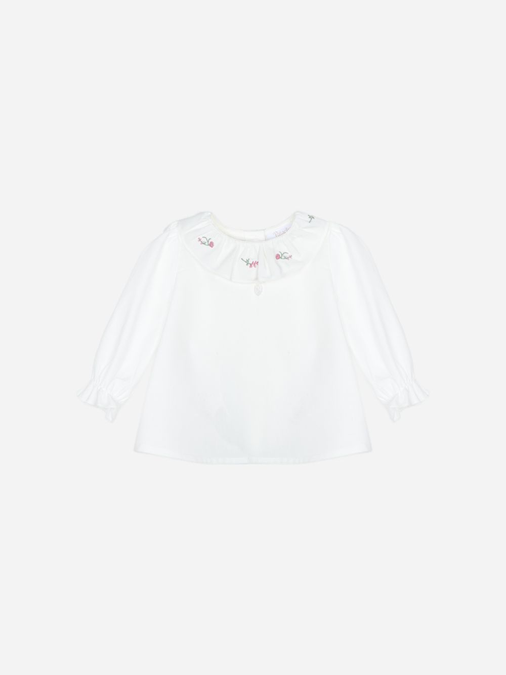 Ecru embroidered collar blouse for girls