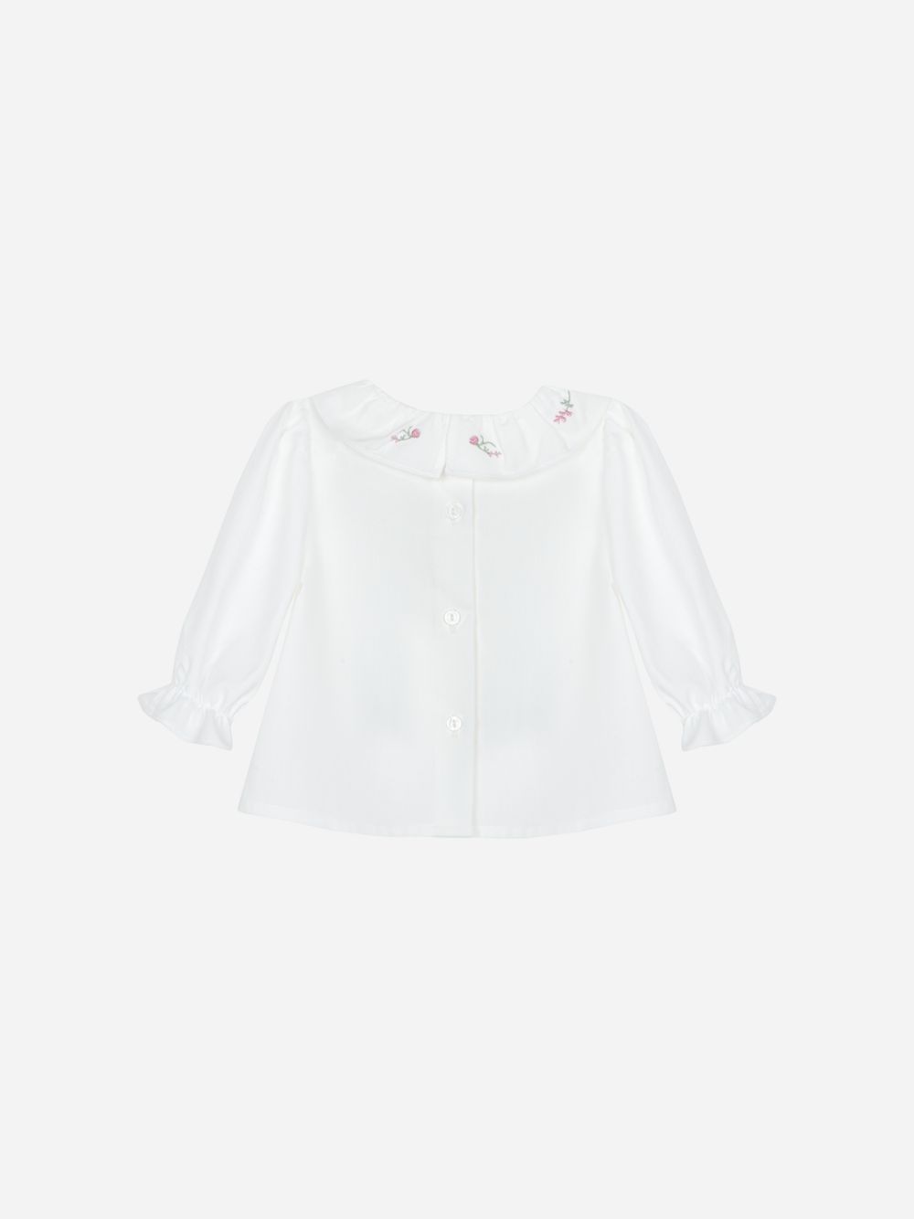 Ecru embroidered collar blouse for girls