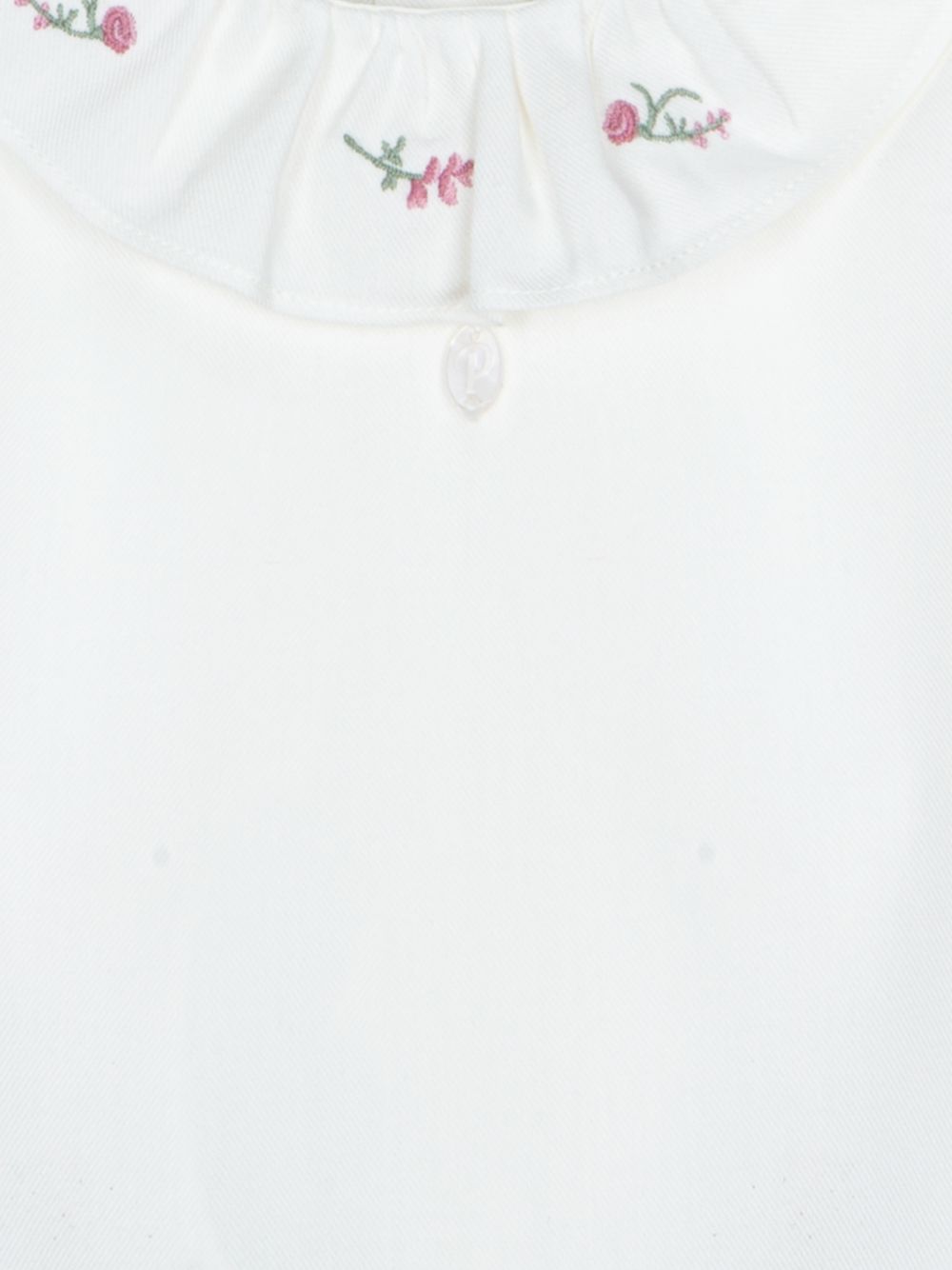 Ecru embroidered collar blouse for girls