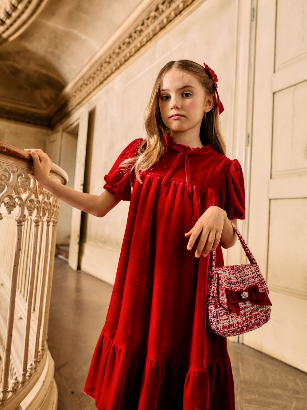 Red tweed shoulder bag