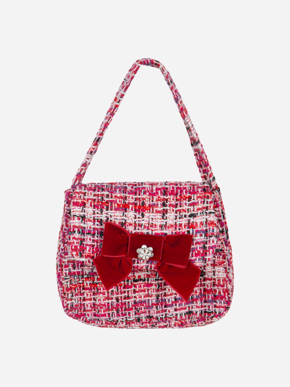 Red tweed shoulder bag