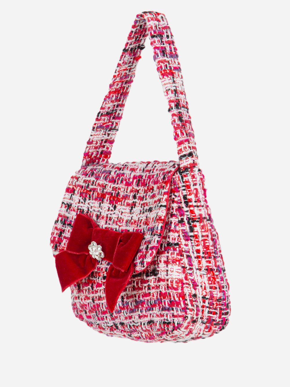 Red tweed shoulder bag