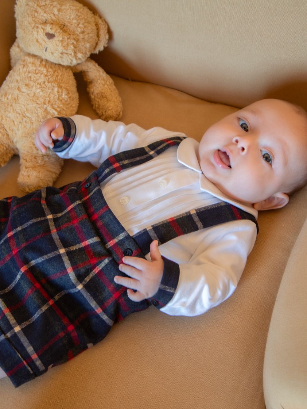 Tartan and jersey romper