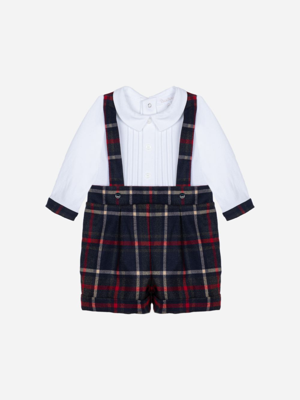 Tartan and jersey romper