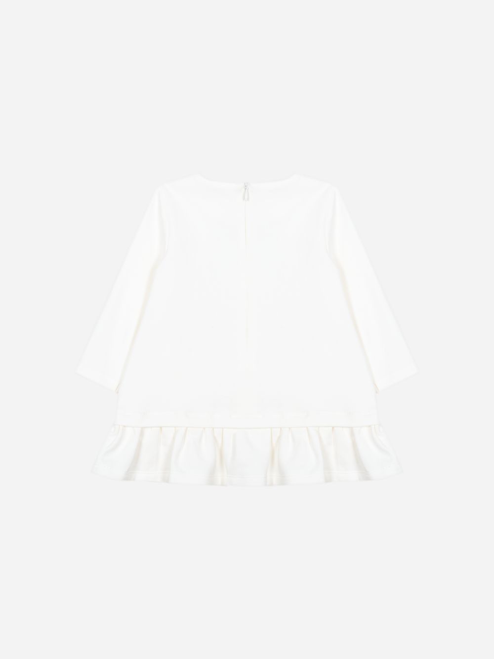 Ecru cotton fleece bow dress
