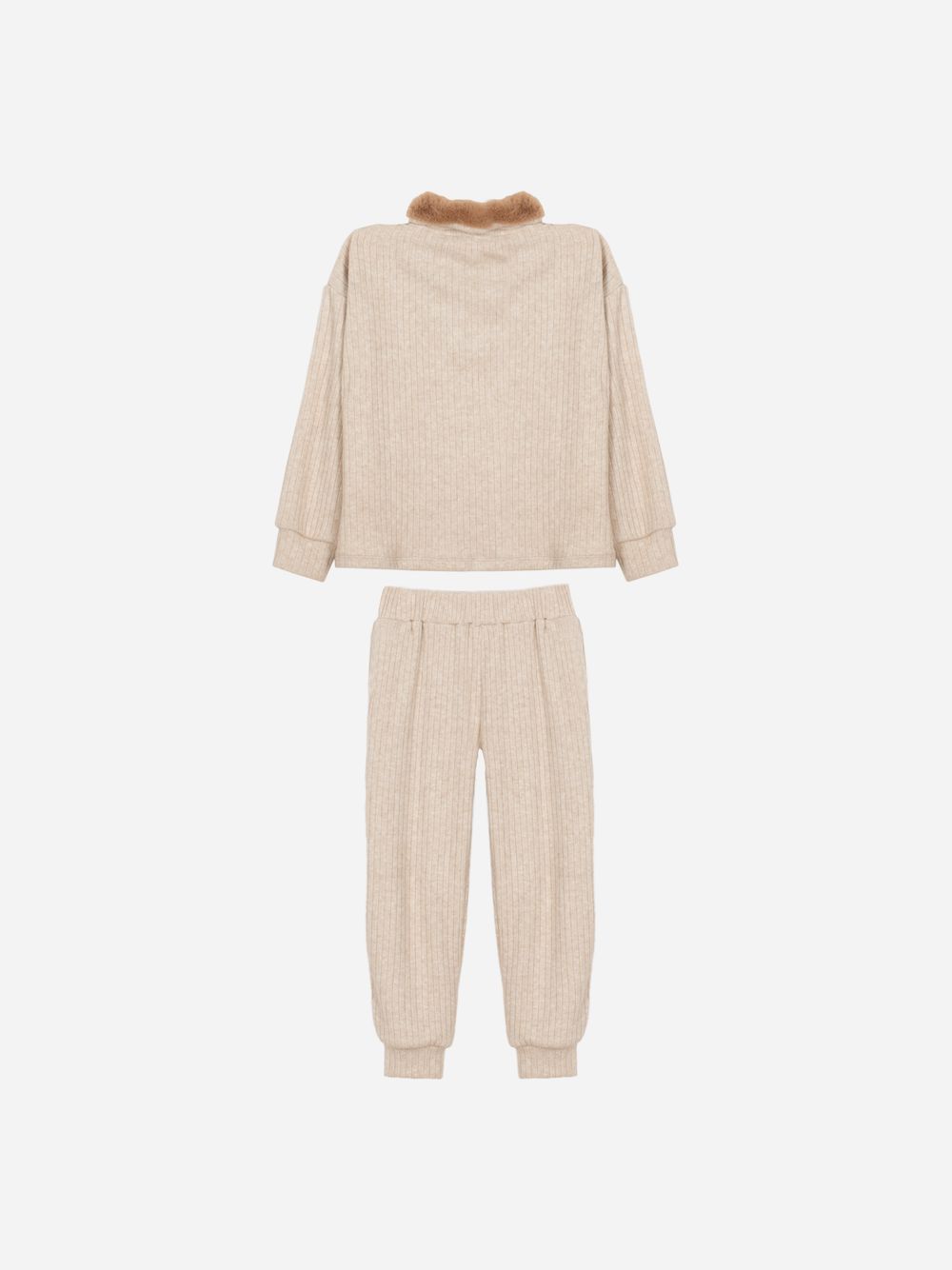 Beige jersey and fur set