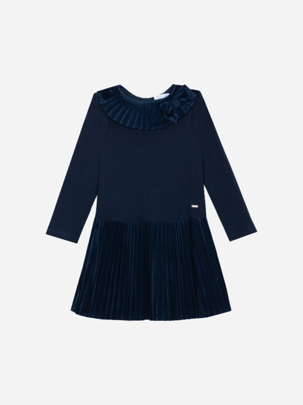 Navy Blue interlock and velvet dress