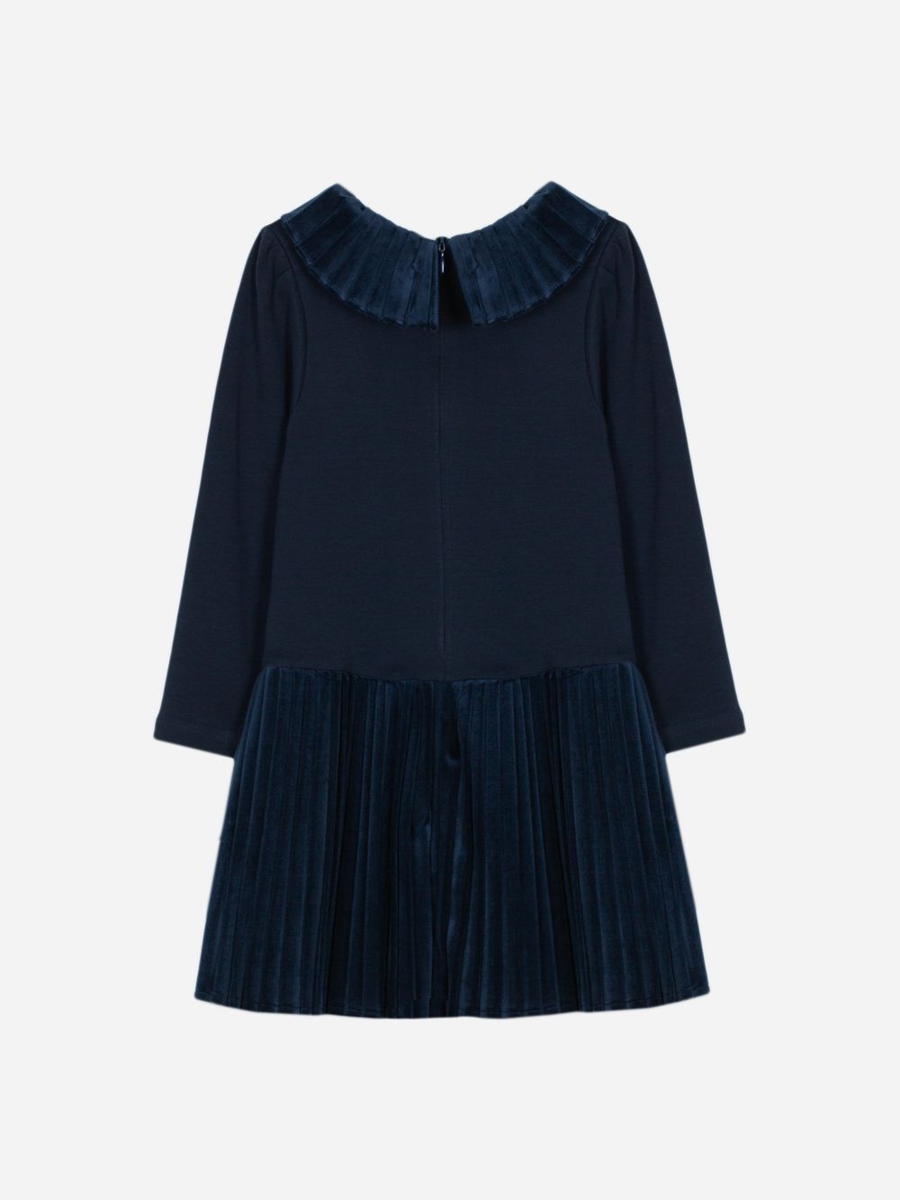 Navy Blue interlock and velvet dress