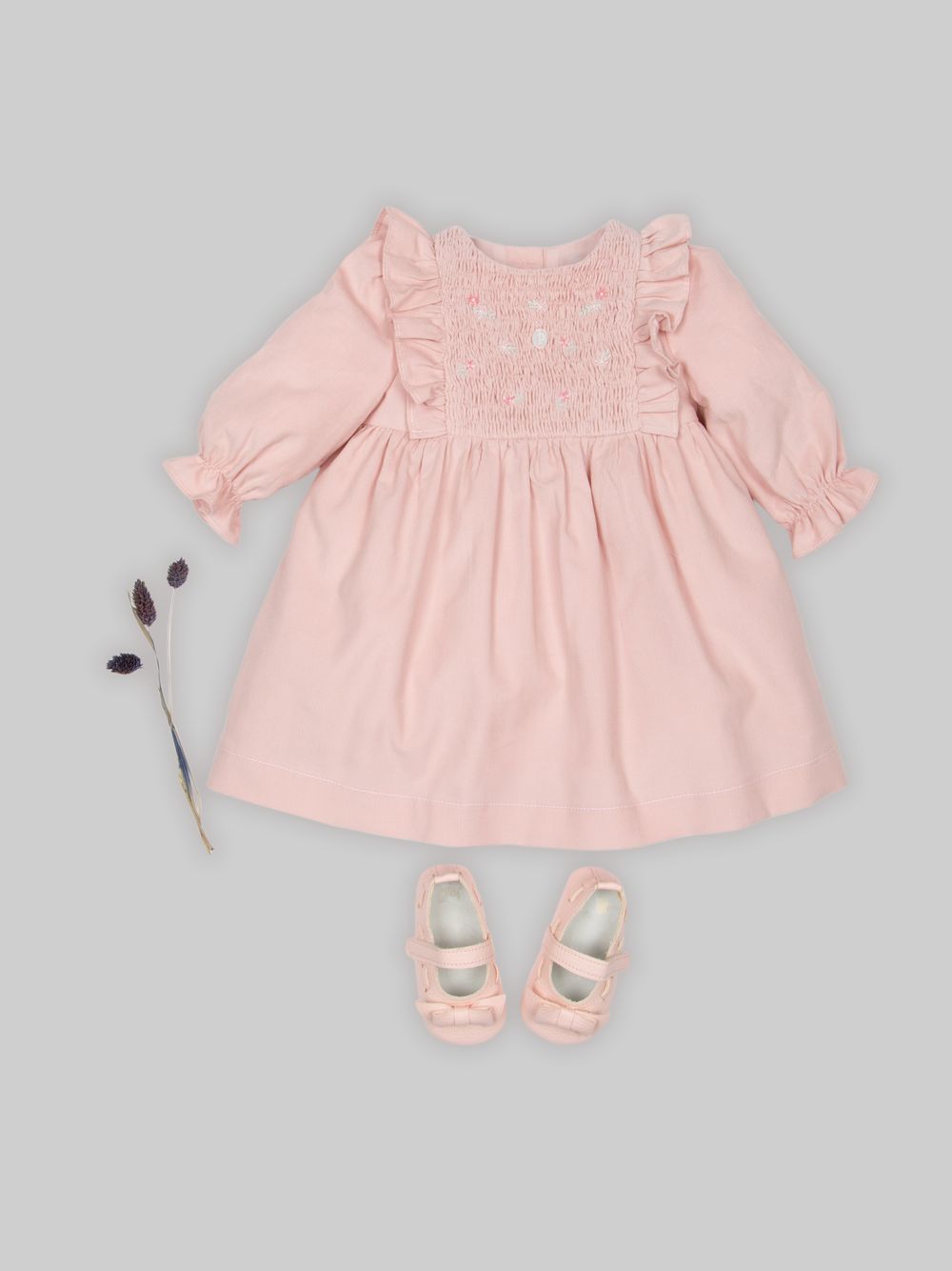 Dusty pink micro-corduroy dress