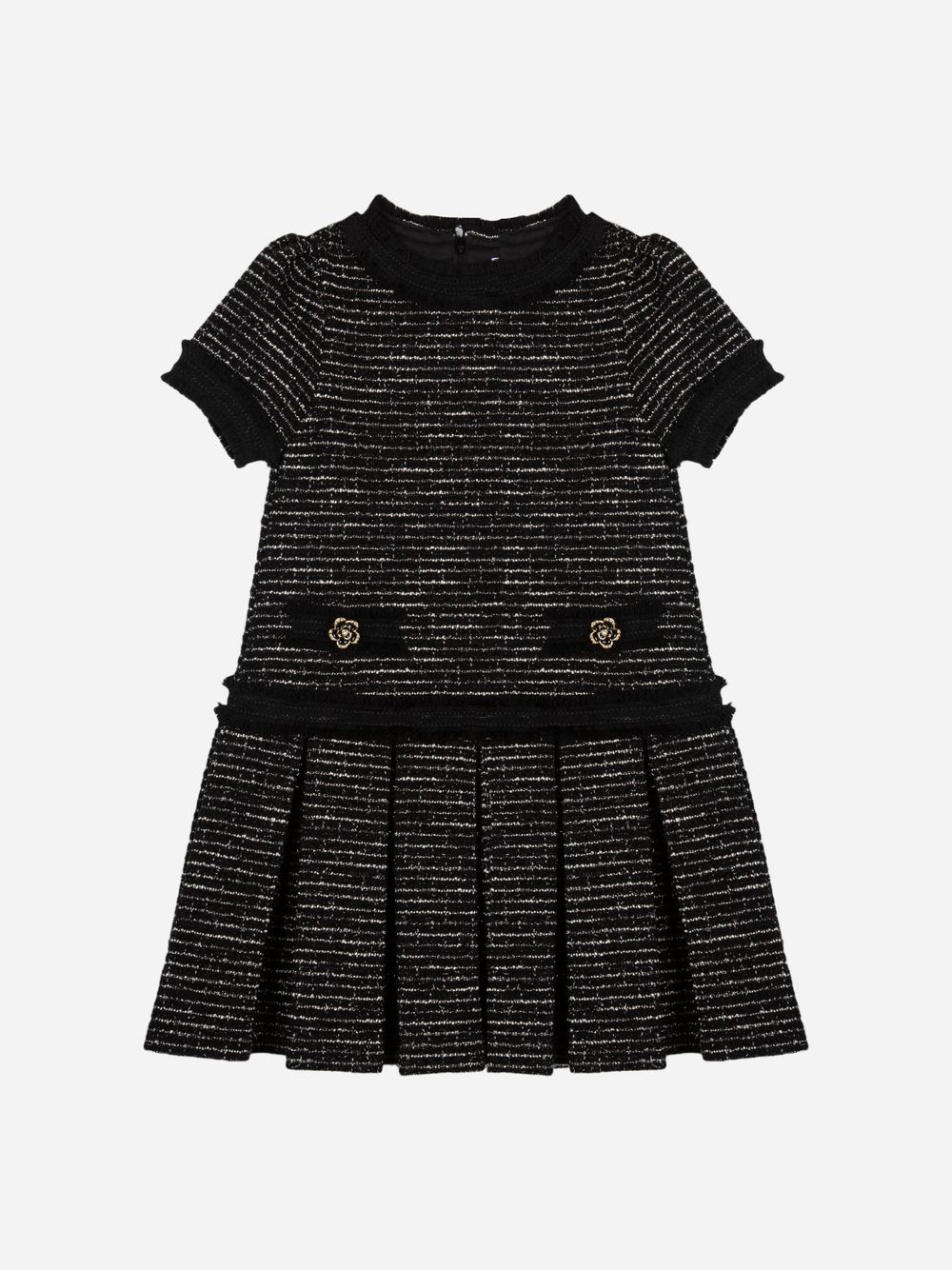 Black tweed pleated dress