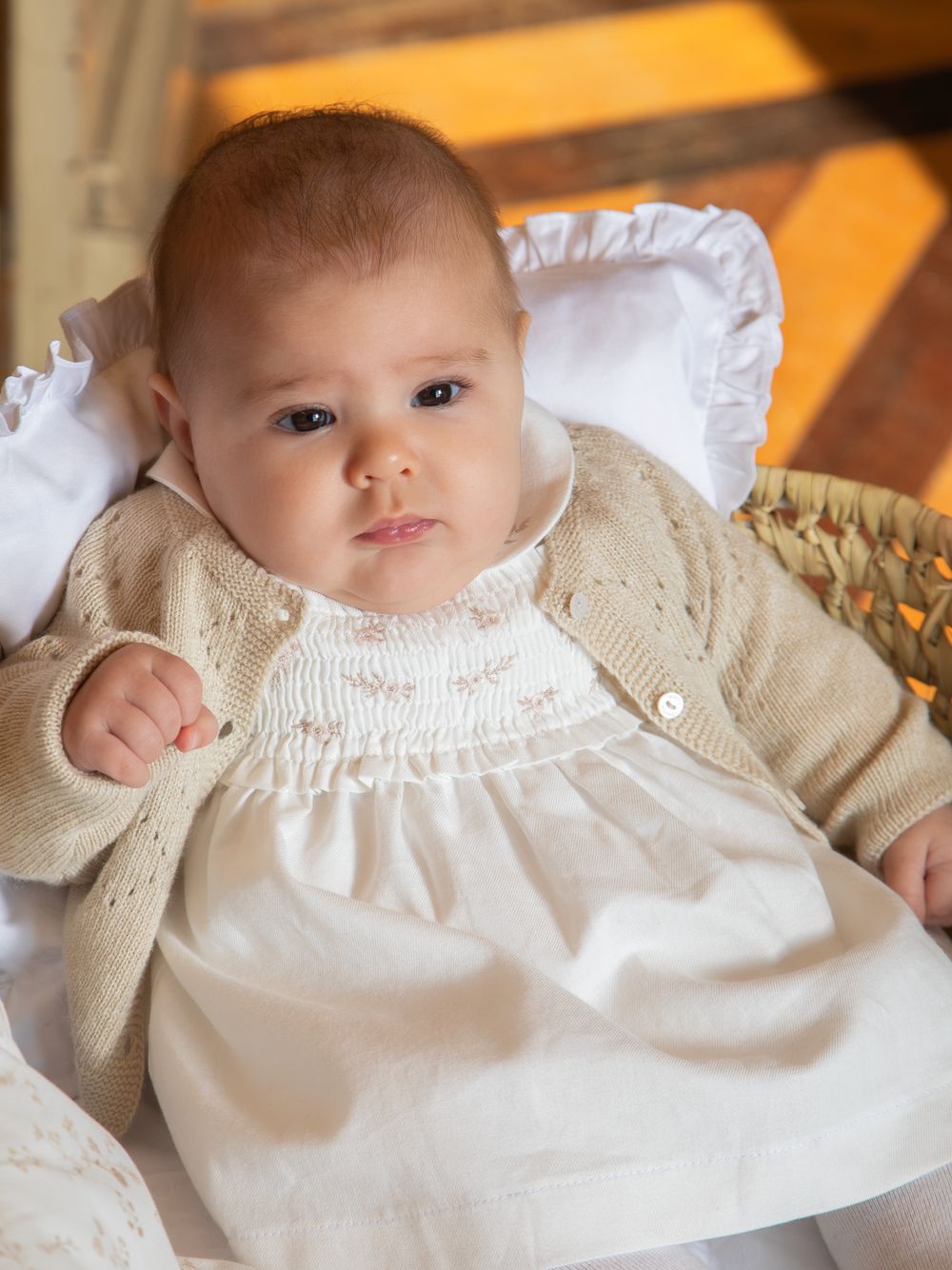 White smocked viyella dress
