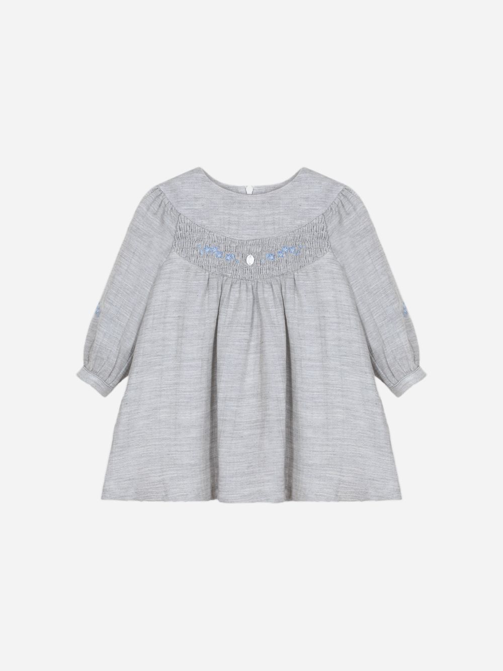 Melange grey dress with embroidery details