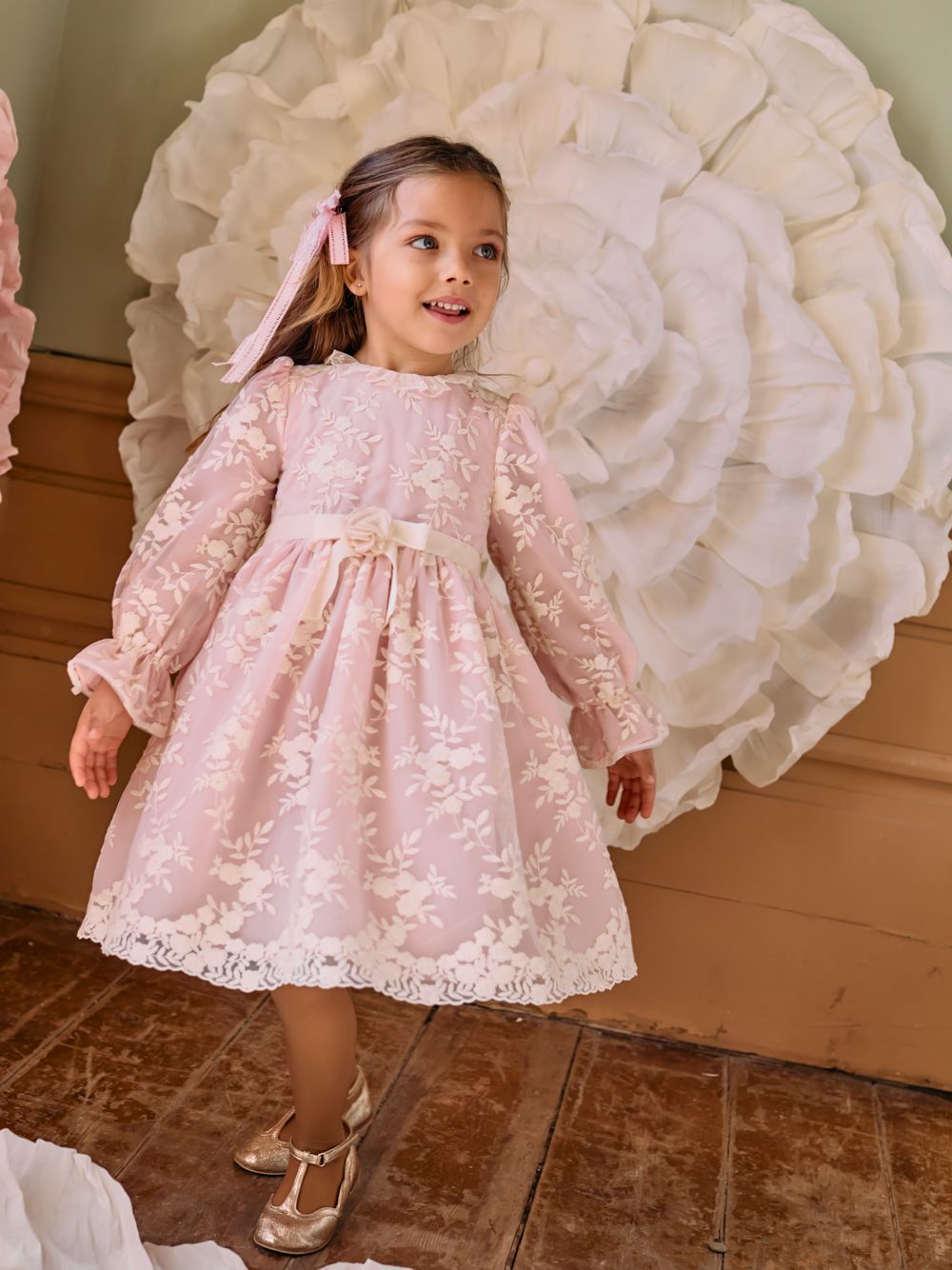 Pale pink embroidered dress