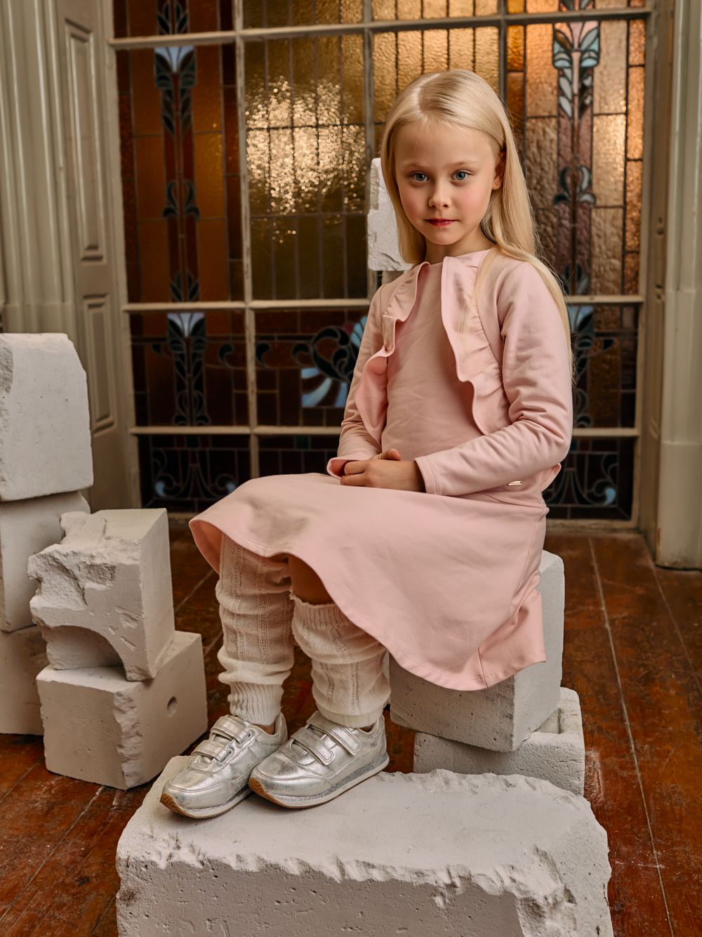 Pale pink ruffled dress