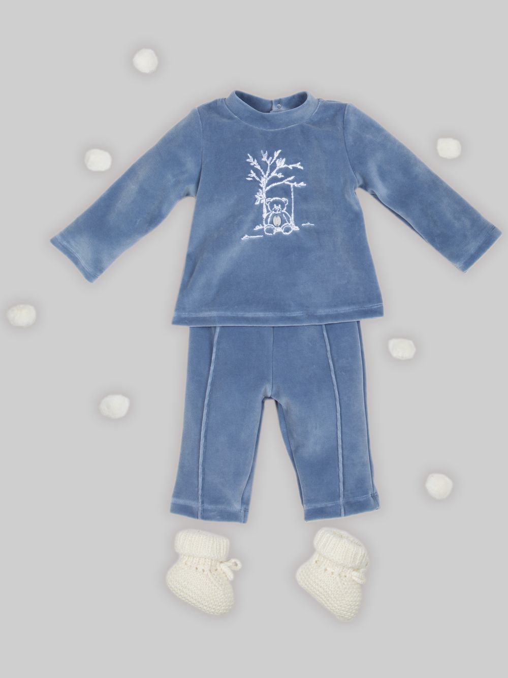 Indigo Blue velour bear set