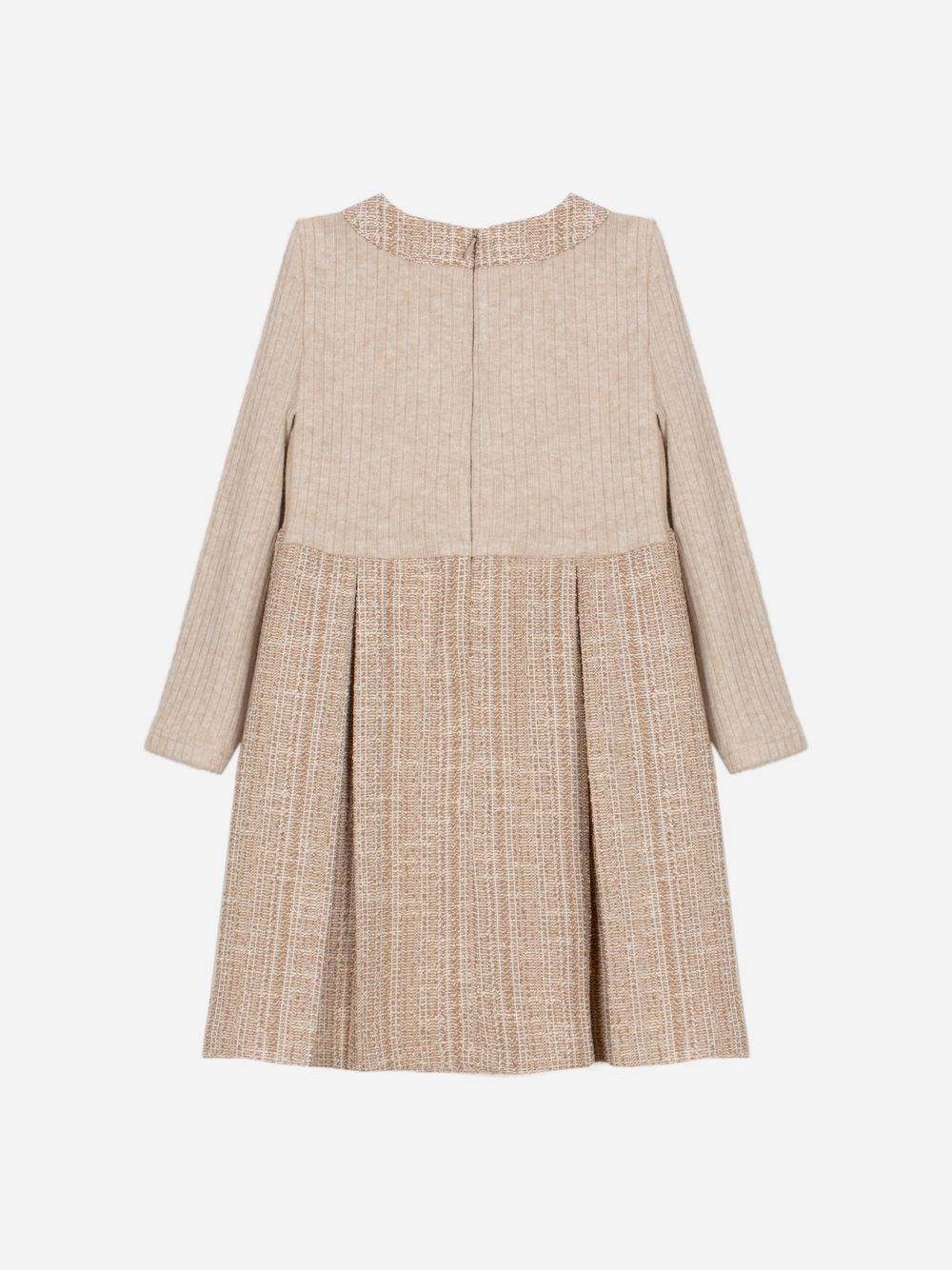 Beige knit and tweed dress