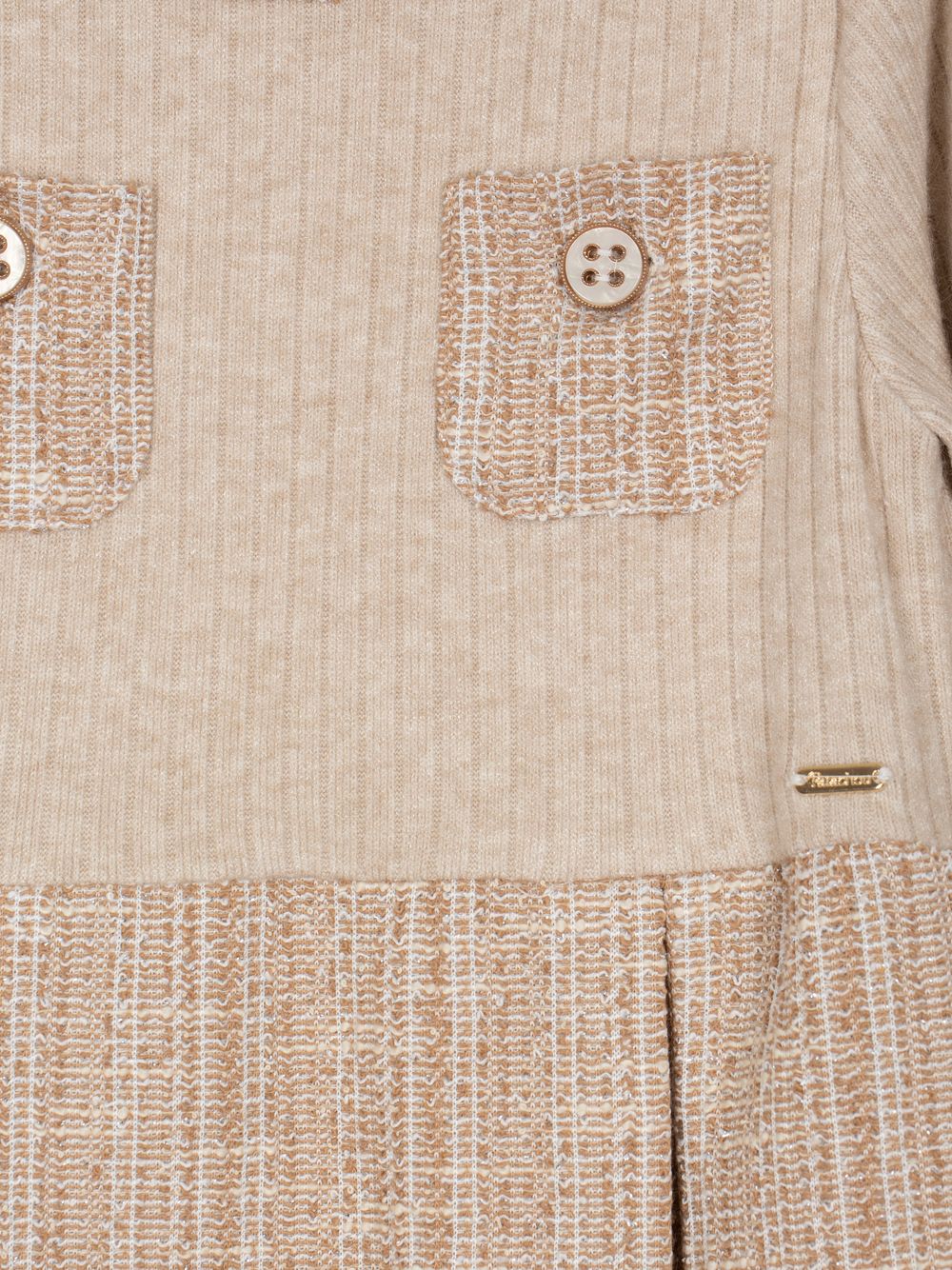 Beige knit and tweed dress