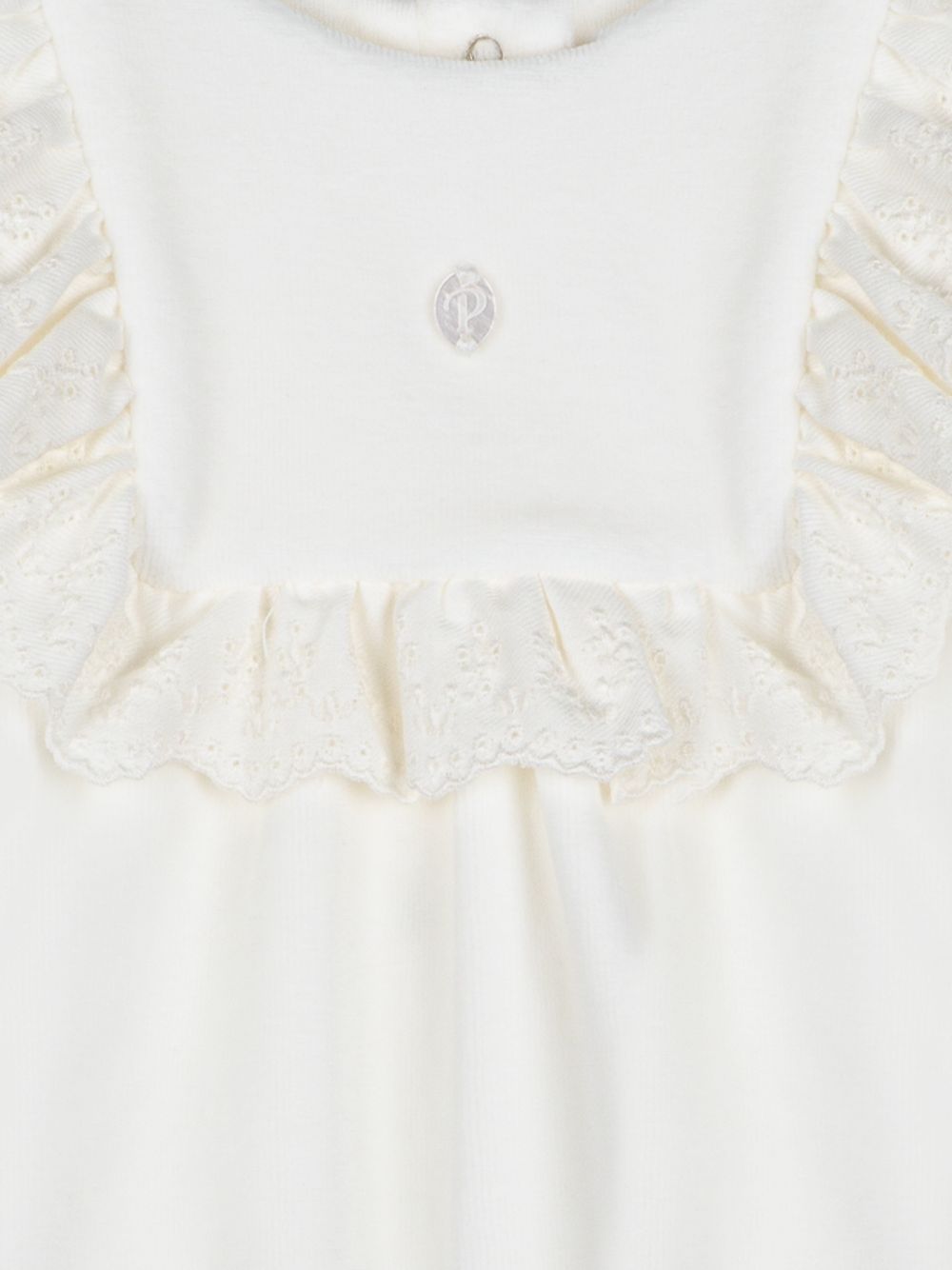 Ecru jersey velour set with frill
