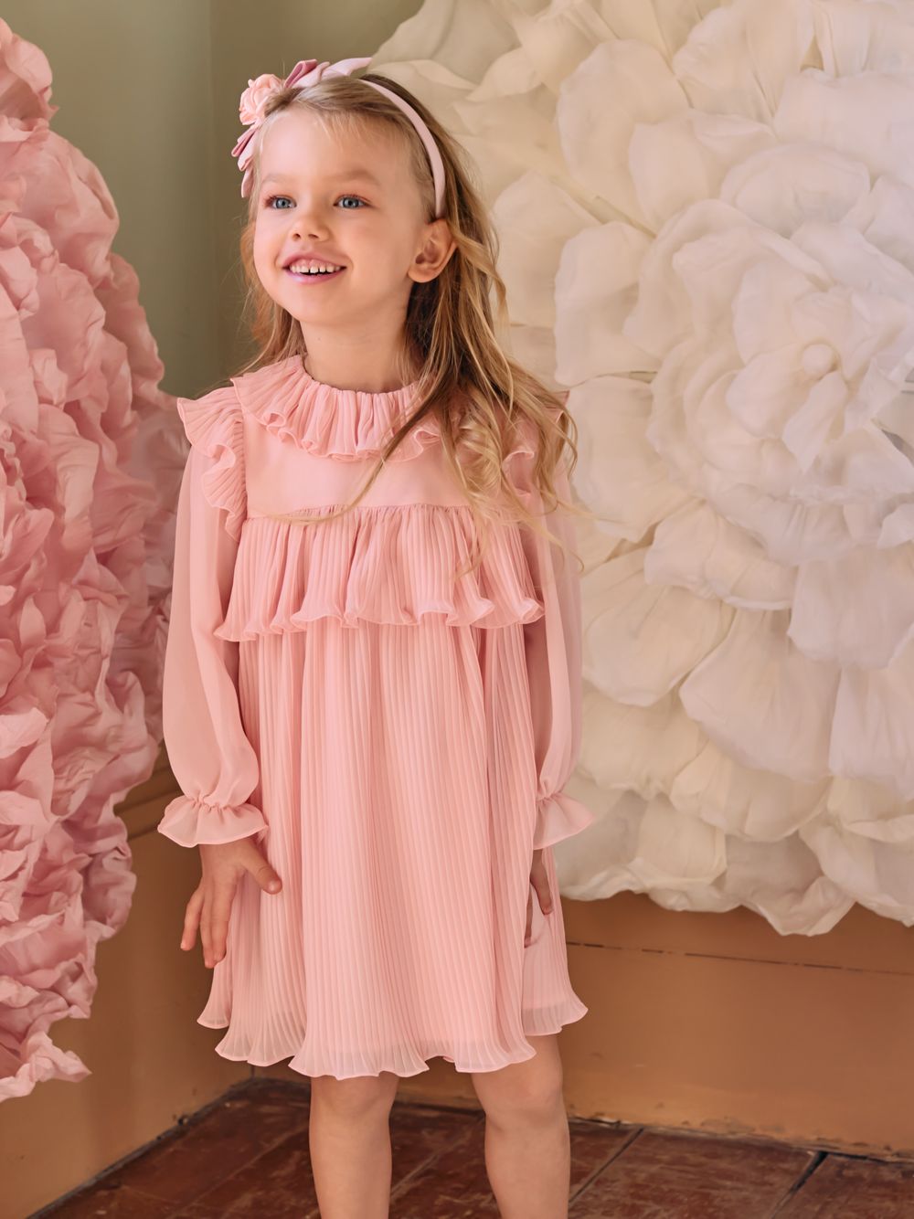 Pale pink pleated dress