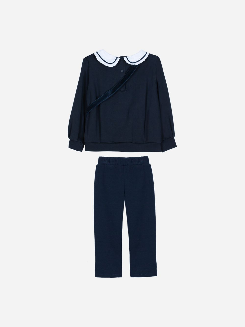 Navy Blue interlock and velvet set
