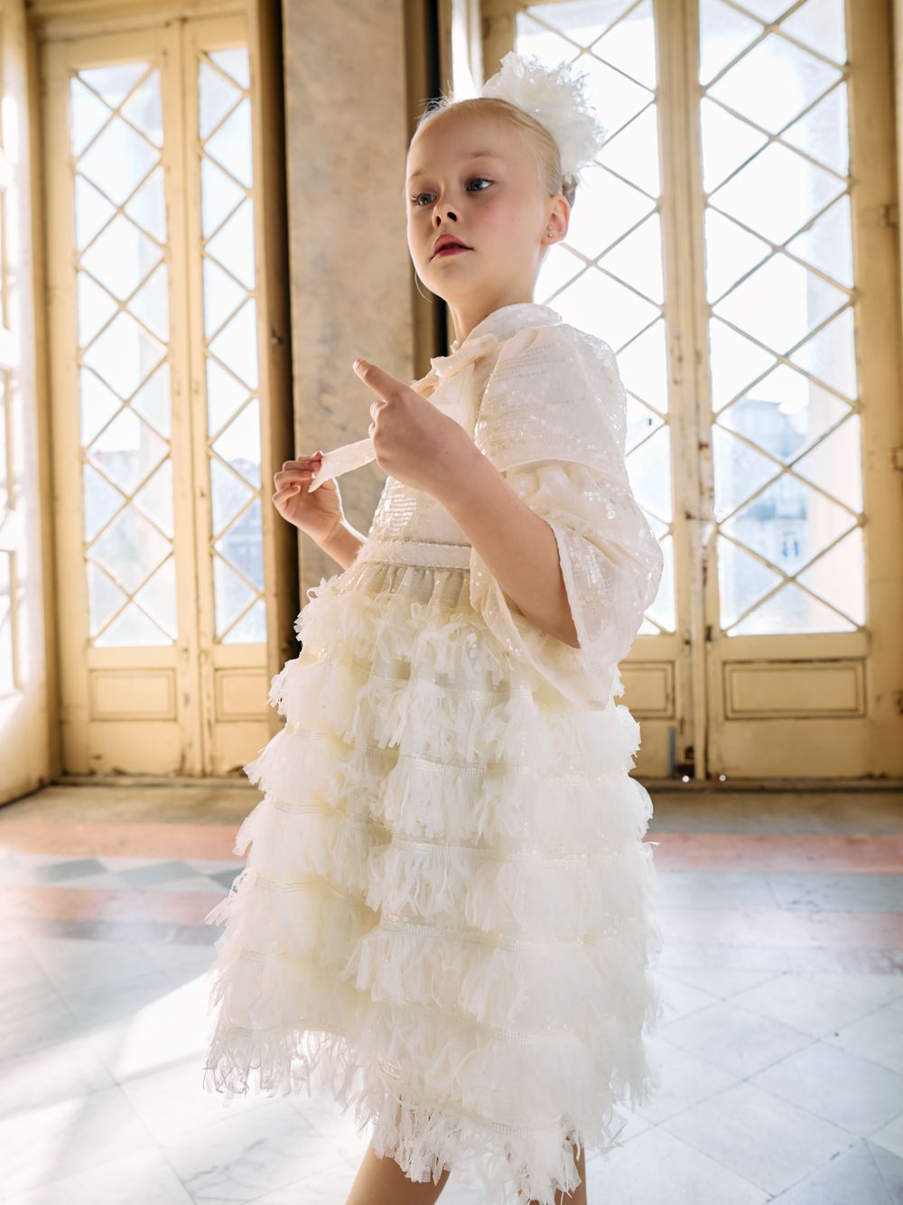 Ecru haute couture dress