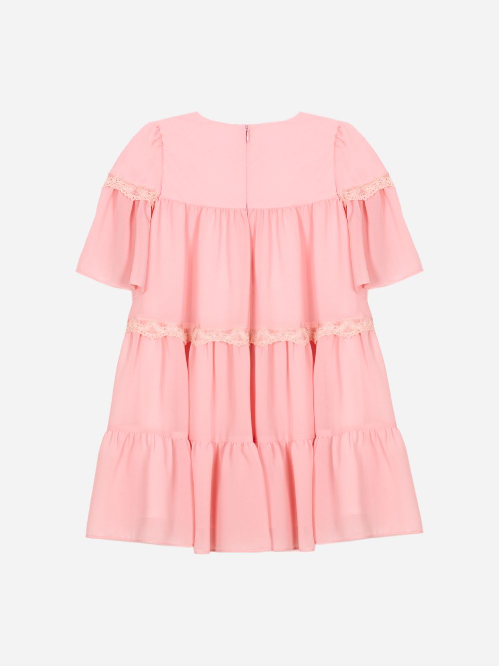 Pink chiffon ruffle dress
