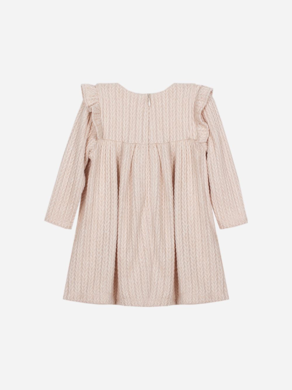 Braided knit ruffle collar dress