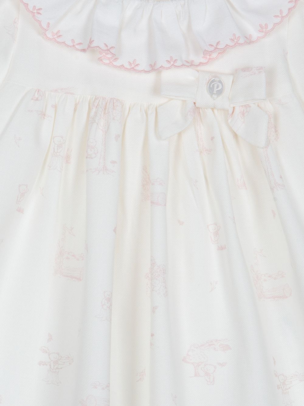 White dress with frilled collar