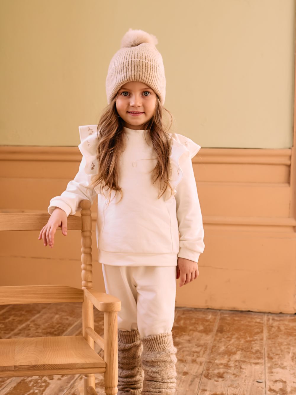 Ecru cotton fleece set