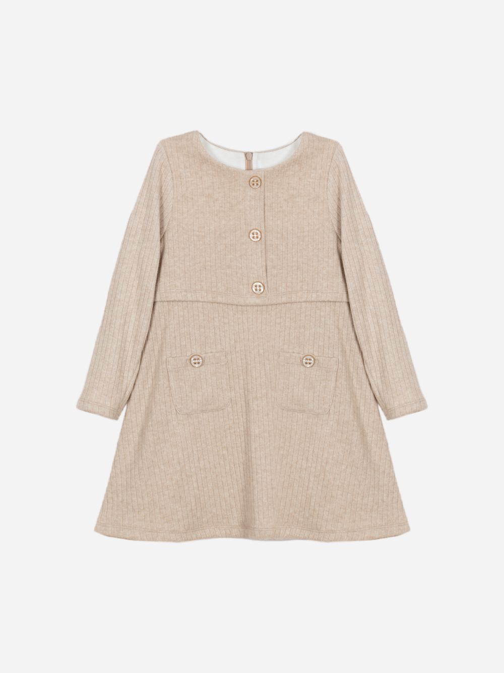 Beige rib jersey dress