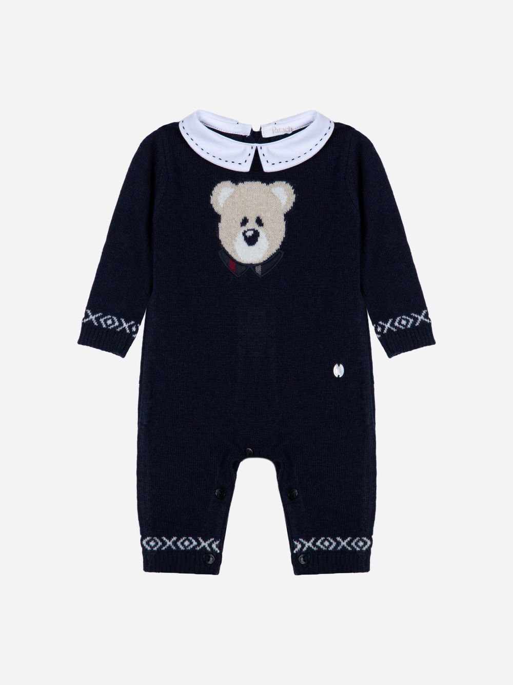 Marine knit bear babygrow