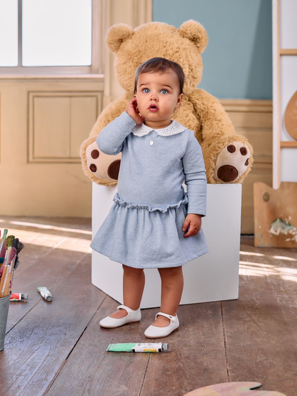 Blue cotton fleece dress