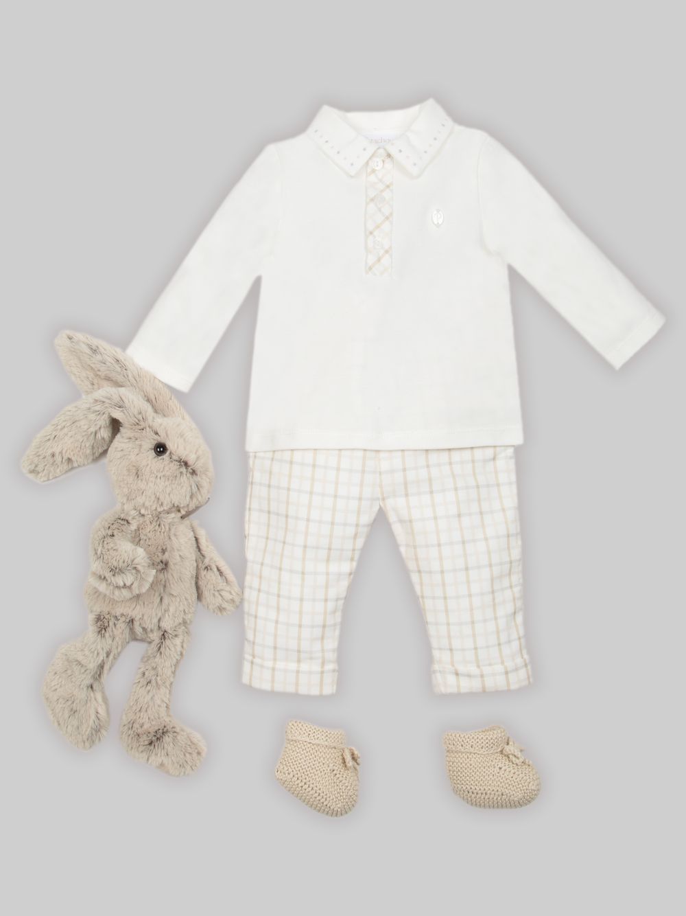 Beige check set