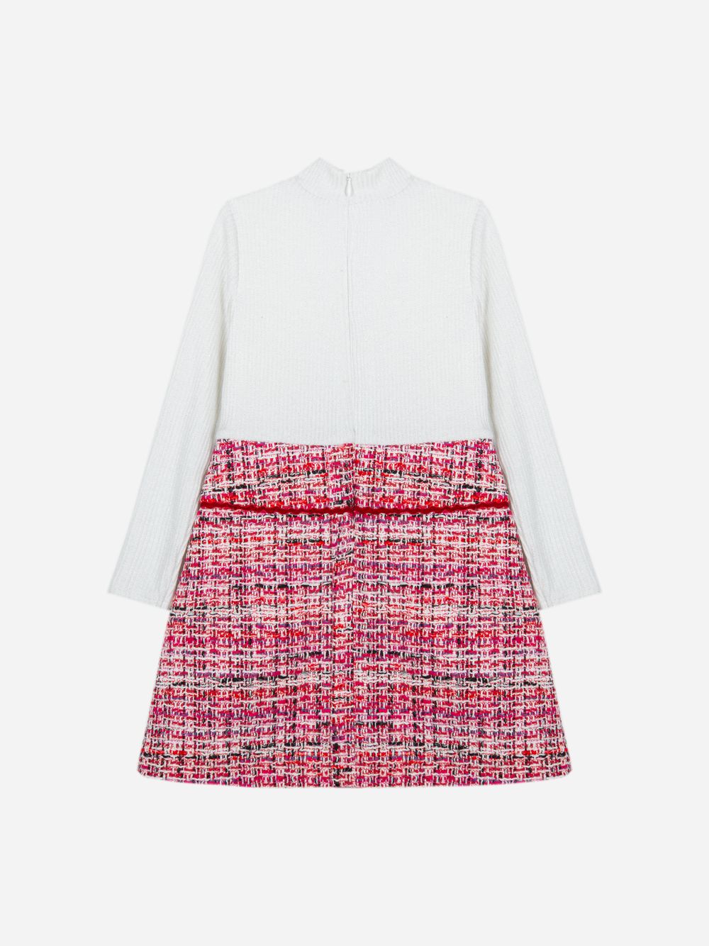 Red tweed and knit dress
