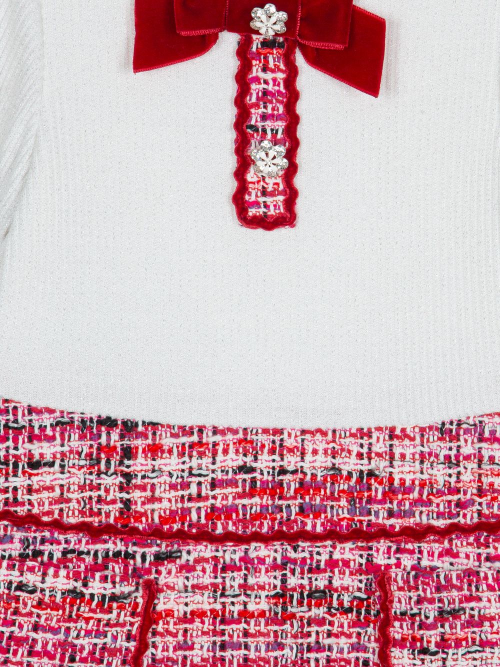 Red tweed and knit dress