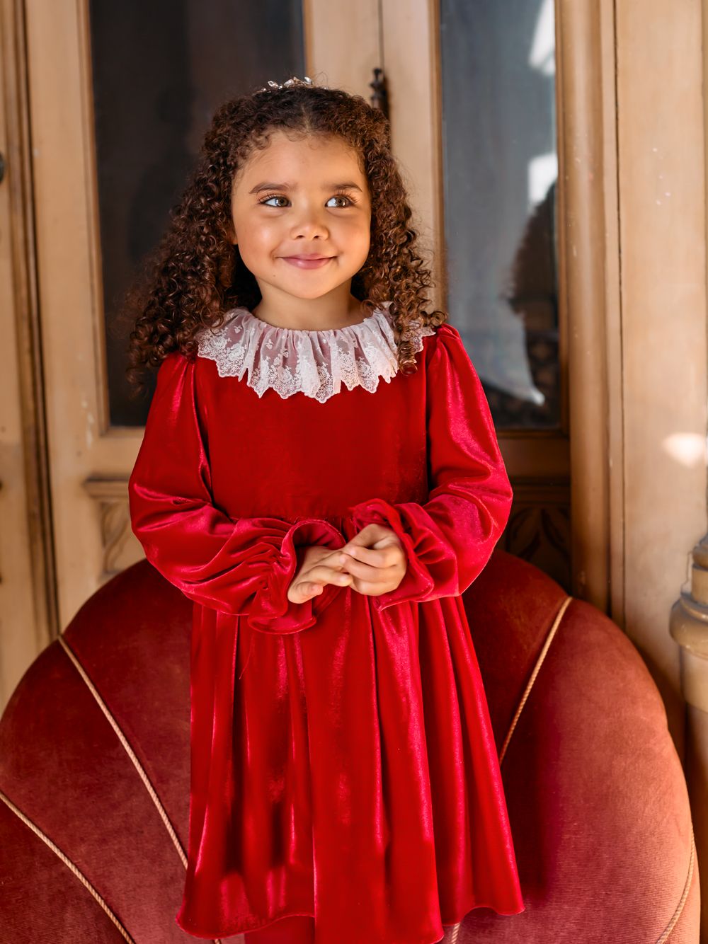Red velvet dress