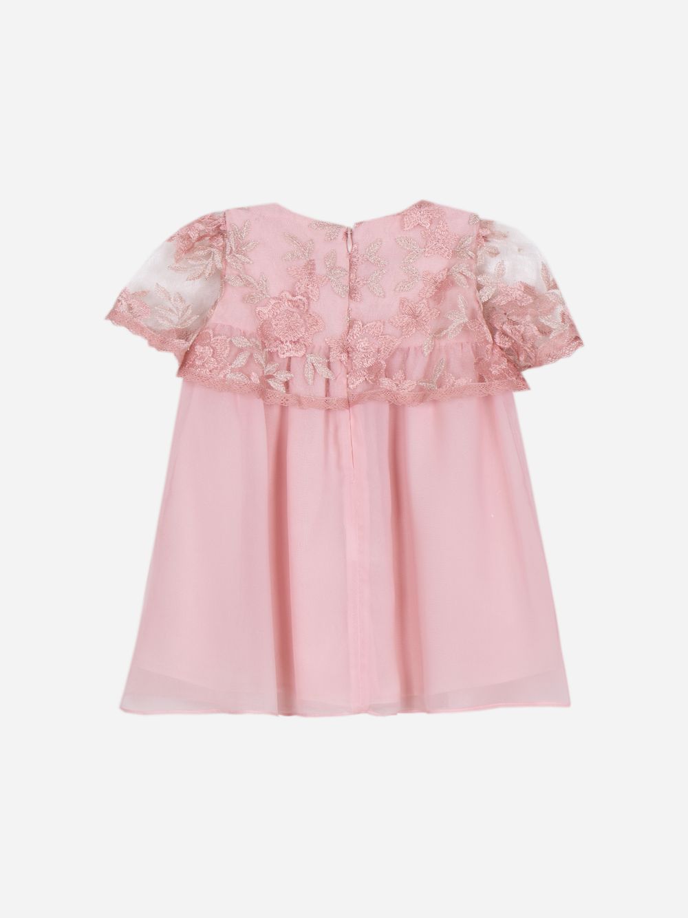 Pink dress in lace and chiffon