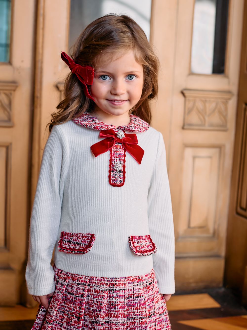 Tweed and lurex knit dress
