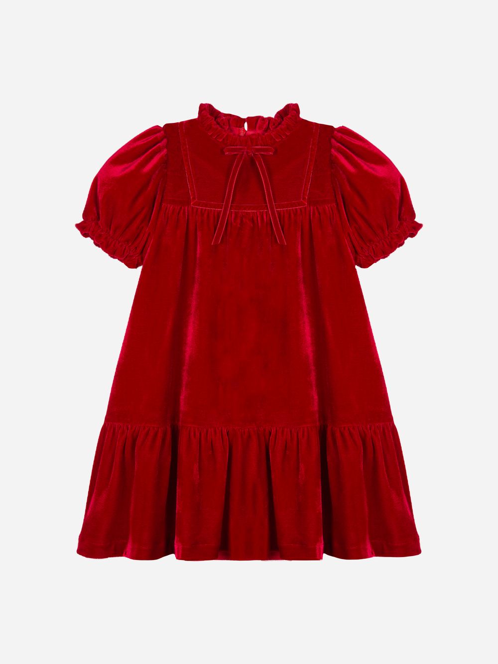 Red puffed sleeve dress