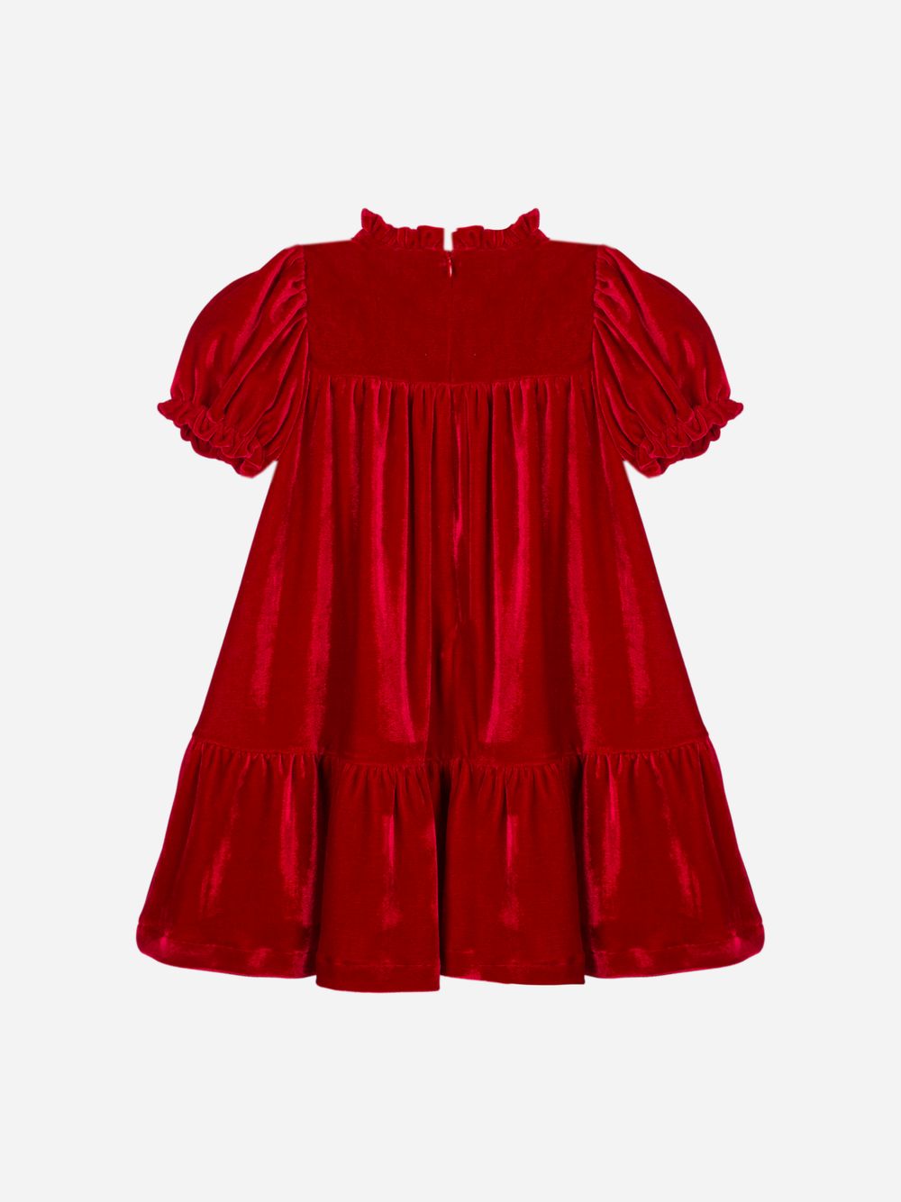 Red puffed sleeve dress