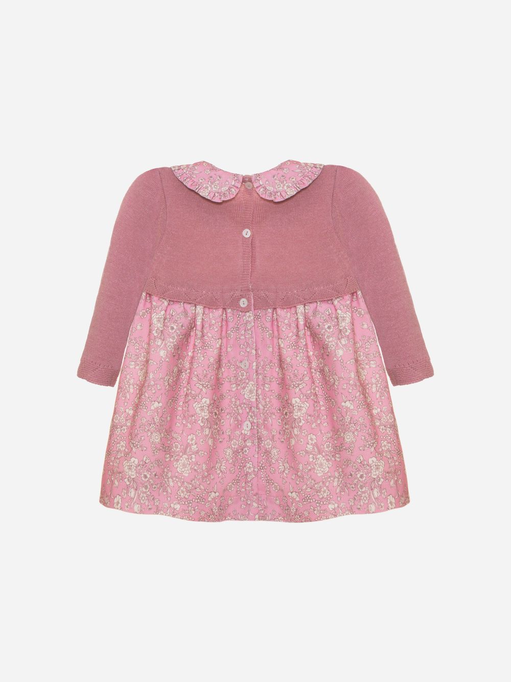 Pink knit and micro-corduroy dress in pink Liberty floral print