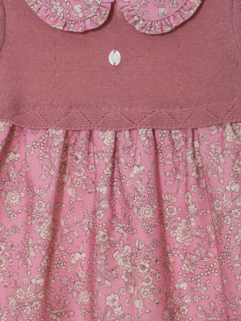 Pink knit and micro-corduroy dress in pink Liberty floral print