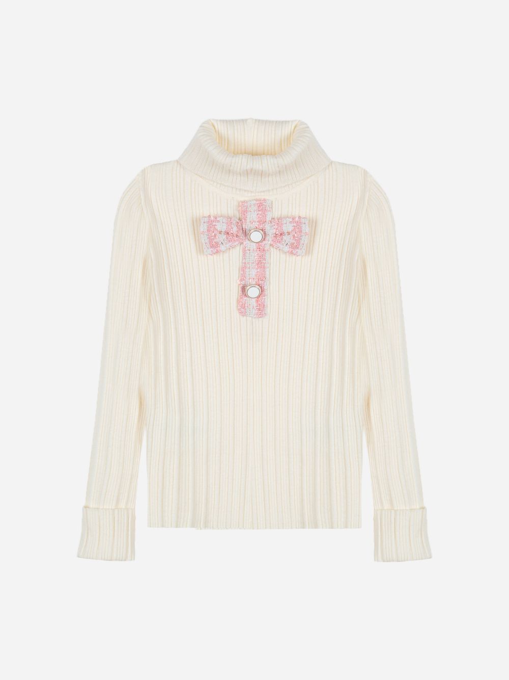 Ecru turtleneck with bow