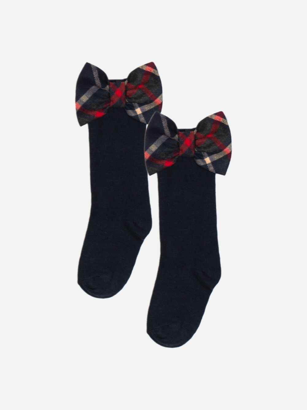 Navy Blue tartan bow socks