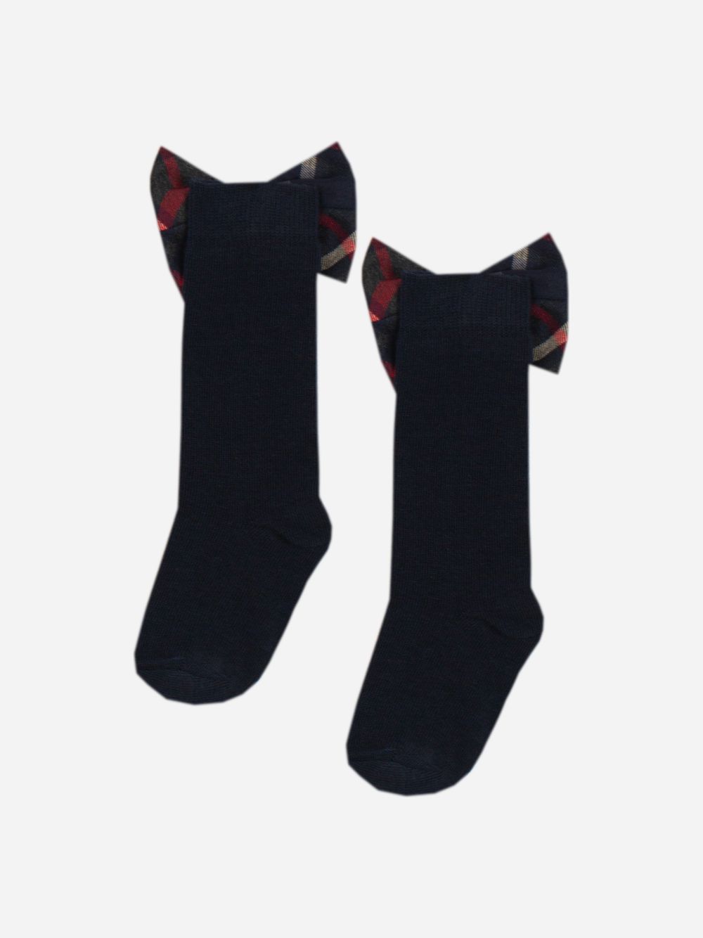 Navy Blue tartan bow socks